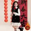 Conjunto de Vestido para Niñas 2025 Nuevo Modelo Rojo Atuendo de Año Nuevo para Niñas, Vestido Engrosado de Invierno para Niños