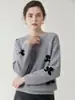 Suéter de Caxemira Novo Inverno 2025 Feminino Gola Redonda Tricô Color Block Suéter Básico Solto com Efeito Emagrecedor Lã Suéter Versátil