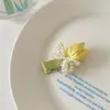 Pinza para el cabello con lazo de perlas suave y dulce, tocado, clip para flequillo, clip lateral, pinza para el cabello de flores, tocado explosivo para mujer
