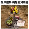 Mesa Portátil, Mesa de Picnic para Exteriores, Patas de Mesa de Tubo de Acero, Mesa Plegable, Mesa Redonda Pequeña, Elevable Estilo Picnic Camping con Soporte para Luz