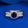 Joyería de oro Longlong nueva simulación azul real 5*5mm anillo cuadrado gordo femenino plata S925 compromiso simple moda