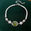 Pulsera Ovalada de Estrella de Zirconia Lujo Ligero Nicho Sensación de Alta Gama Pulsera Versátil Diaria Temperamento Joyería Exquisita para la Mano Venta al por Mayor