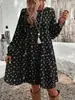 2026 Nuevo Vestido de Manga Larga Floral Estilo Europeo y Americano con Estampado Digital 3D Vestido Retro Holgado de Corte A Popular en Primavera y Otoño