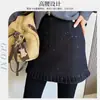 Falda Corta de Lana Plisada con Encaje de Cintura Alta con un Diseño Elegante, Patchwork de Moda, Falda Corta de Lana de Corte A que Favorece la Figura y se Ajusta a la Cadera para Mujer