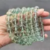 Atacado de Cristal 7A Pulseira de Contas de Fluorita Verde Natural para Mulheres Simples Pulseira de Contas Redondas Semi-Acabada Venda Direta de Fábrica de Contas Soltas