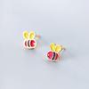 S925 brincos de agulha de prata estilo coreano feminino fresco e fofo abelha doce animal inseto orelha joias