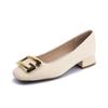 Sapatos de salto alto femininos, salto grosso, de alta qualidade, leves, luxuosos, confortáveis, não cansativos, profissionais, de camada única, quadrados, de couro macio, para mulheres