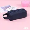 Bolsa de papelaria portátil, tecido Oxford de camada dupla, estojo de lápis com zíper duplo, simples e de grande capacidade, estojo de lápis com zíper portátil para alunos do ensino fundamental e médio