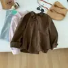 Camisa de Algodón Puro Holgada Estilo Coreano con Temperamento para Mujer Simple Color Sólido Tejido Solapa Bolsillo Camisa 26 Otoño Ropa de Abrigo para Vestir por Capas