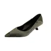 [] Zapatos de Salón Elegantes de Puntera Fina con Bloques de Color de Gamuza Tacón de Aguja Bajo Nuevo Estilo Sofisticado Profesional Tacones Altos