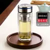 Vaso de vidrio de doble capa nuevo para el hogar para té de burbujas transparente de borosilicato alto resistente a altas temperaturas vaso de agua grueso con tapa al por mayor
