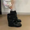 Bota de mujer retro con punta redonda, hebilla y tacón grueso, nueva moda otoño e invierno 2026, elegantes, estilizadas, con tacón de plataforma, botines