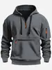 Suéter con capucha cálido de forro polar para hombre, de moda deportiva casual, con cremallera y múltiples bolsillos, nuevo de Amazon para otoño e invierno, transfronterizo
