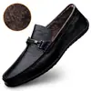 Zapatos Simples de Gorro para Hombre, Zapatos de Conducir, Mocasines Planos, Zapatos Casuales Holgados de Talla Grande, Zapatos de Piel de Vaca Slip-On de Primavera