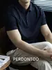 "Estilo Minimalista Sem Estampa" Camisa Polo Meio Aberta de Linho Lyocell Masculina de Verão Seca e Respirável Camiseta de Manga Curta