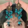 Hermosos Aretes ~ Estilo Étnico Exóticos Aretes de Borla de Cristal Retro Largos de Alta Gama Venta al por Mayor