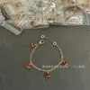 Pulseira leque saia pequena Bvlgari banho de ouro espesso corrente dupla 18K ágata natural versão requintada estilo feminino em estoque atacado