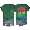 Todos en el Lago Europeo y Americano Ebay Amazon Moda Personalidad Camiseta de Manga Corta con Cuello en V para Mujer Capa Base