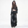 Moda Feminina Retrô Americana Estilo Hong Kong Menina Picante Outono 2026 Novidade Calças de Perna Larga Jeans de Perna Reta Algodão Jeans