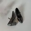 Tacones Altos Deportivos Negros Impresionantes para Mujer 2026 Nuevos Sin Cansancio Para Viajar Punta Fina Tacón Grueso Mocasines Mary Jane para Combinar con Faldas