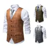 Novedad en Amazon Chaleco de Traje Estampado de Gamuza para Hombre Chaleco Retro con Solapa Hombre M03