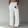 Pantalones casuales holgados de lino y algodón elástico con cordón para hombre, nuevos de Amazon europeo y americano