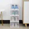 Caja de zapatos a prueba de polvo de plástico Spot, moderna, simple, de alta gama, con rayas, puerta lateral, artefacto de almacenamiento, caja de almacenamiento, venta al por mayor