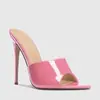 Sandalias de Moda Europeas y Americanas Transfronterizas Color Caramelo Corazón de Melocotón Boca Baja Tacones de Aguja Talla Grande Sandalias de Tacón Alto Tacones
