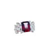 Anillo de Estilo Nuevo con Incrustación de Plata 925 y Granate Natural de Mozambique, Lujoso Anillo Rectangular Ajustable para Mujer