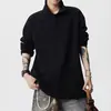 Beautget Camisa Polo Otoñal Retro Americana Cuello Camisero Pareja Simple Versátil Casual Suéter Top de Moda