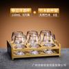 Copo de Brandy de Vidro Espessado Cristal dois dois copos de vinho estrangeiros Whiskey Copo de Perna Curta Suporte de Bambu para Armazenamento Conjunto de Vinho
