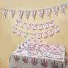 Fiesta de Navidad Cumpleaños Tema Unicornio Pajita Plato de Papel Bandera Tirar Escena Set Diseño Accesorios