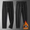 Calça de moletom masculina de peso pesado com forro de fleece, nova calça casual para outono e inverno, calça jogger moderna, solta e versátil para homens
