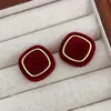 Brincos Redondos de Coração Geométricos em Acrílico Agulha de Prata Brincos Simples Vermelhos Ankora Brincos Doces de Nicho de Alta Qualidade