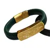 Nuevo Pulsera Tai Sui con Cierre Magnético, Pulsera de Cuero para Hombres, Pulsera de Acero de Titanio con Grabado Budista, Chapado Eléctrico, No se Desvanece