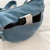 Nova bolsa transversal de jeans com alças largas, uma bolsa casual estilo bolinho para uso diário e para ir ao trabalho, com grande capacidade e uma única alça de ombro, 2026