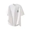 2026 Verão Novo Estilo Fresco Seda de Gelo Respirável Camiseta de Manga Curta Masculina Estampada com Letras Solta Gola Redonda Manga Meia-Manga Top Algodão