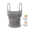 Camisola Plisada Ceñidora de Cintura con Sujetador Incorporado, Top Corto Ajustado con Almohadillas en el Pecho, Estilo Puro Deseo