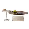 Conjunto de Mesa de Centro Redonda Creme Francês Sala de Estar Casa Mesa de Centro de Acrílico Minimalista Moderno Mesa de Centro para Apartamento Pequeno Mesa Lateral