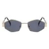 Gafas de Sol Transfronterizas Europeas y Americanas Más Vendidas, Gafas de Sol Retro con Forma de Diamante para Hombres y Mujeres, Gafas de Sol Metálicas Cóncavas Anti-UV