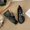 Moda Europea Hebilla de Metal Mocasines Birkenstock para Mujer Otoño Nueva Llegada Retro Maillard Suela Gruesa Aumento Oculto Zapatos Pequeños de Cuero