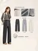 Pantalones de Pierna Ancha de Seda y Lana para Mujer 2026 Otoño e Invierno Nuevo Estilo Caídos Adelgazantes Engrosados Casuales Pantalones de Traje de Terciopelo Mochi