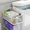 Caixa de Lenços para Banheiro sem Furo Porta-Objetos Cesta Montada na Parede Deslizante Porta-Papel Higiênico Porta-Papel em Rolo para Banheiro