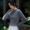 Camiseta Básica Fina de Lana Pura de Cuello Alto para Mujer, Sin Costuras Lista para Usar, Suéter de Punto Interior de Seda Brillante a la Moda para Adelgazar