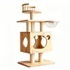 Estrutura de escalada para gatos em madeira maciça, casa de gato, árvore de gato, arranhador de gato, poste e estrutura tudo-em-um para gatos grandes, brinquedo multifuncional para gatos