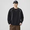 Sudadera con Parches de Marca de Moda Estilo Americano Enpu para Hombre, Nueva de Primavera y Otoño, Suelta Casual con Cuello Redondo para Niños