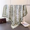 Versión Coreana del Nuevo Pañuelo Cuadrado Grande de Seda Imitación Estilo Años 90 con Estampado Floral Retro, Versátil para el Trabajo, Chal, Pañuelo de Seda con Patrón Diagonal, Pañuelo para la Cabeza