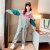 Traje deportivo infantil a juego de colores de moda otoño e invierno casual sudadera con capucha cárdigan con cremallera para niñas pantalones deportivos conjunto de dos piezas