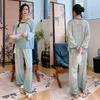 Pijama Wenhua Primavera e Verão para Mulheres, Novo Conjunto de Pijama de Cetim e Chiffon Estilo Nacional, Nova Roupa de Casa Estampada Estilo Chinês 3519