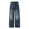 Ropa de Hombre Shanggu Transfronteriza Sudeste Asiático Hombres Vaqueros Lavados Largos Cintura Media Bigotes de Gato Pierna Ancha Sueltos Jeans